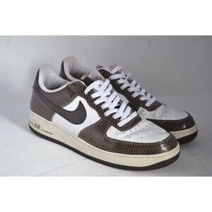 Nike Air Force 1 Premium Brown Snakeskin Men's 12 Sneaker 309096-121 Shoes White